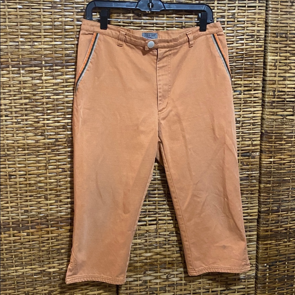 GUC Special basics Sissy boy orange w brown cream stripes
wide leg crop pants XL